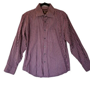 Toscano 100% Cotton Button Down Shirt Multicolor Striped Long Sleeve Size Medium